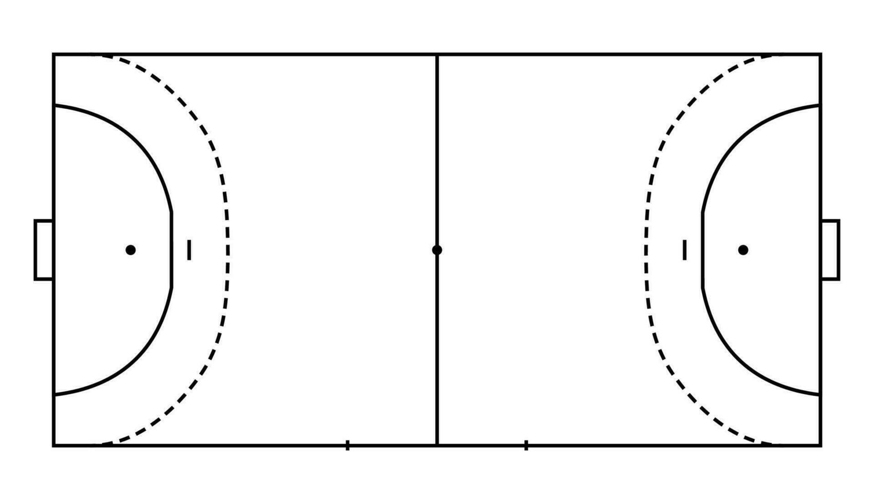 balonmano campo, cort eps10 campo parte superior ver vector ilustración, línea Arte estilo