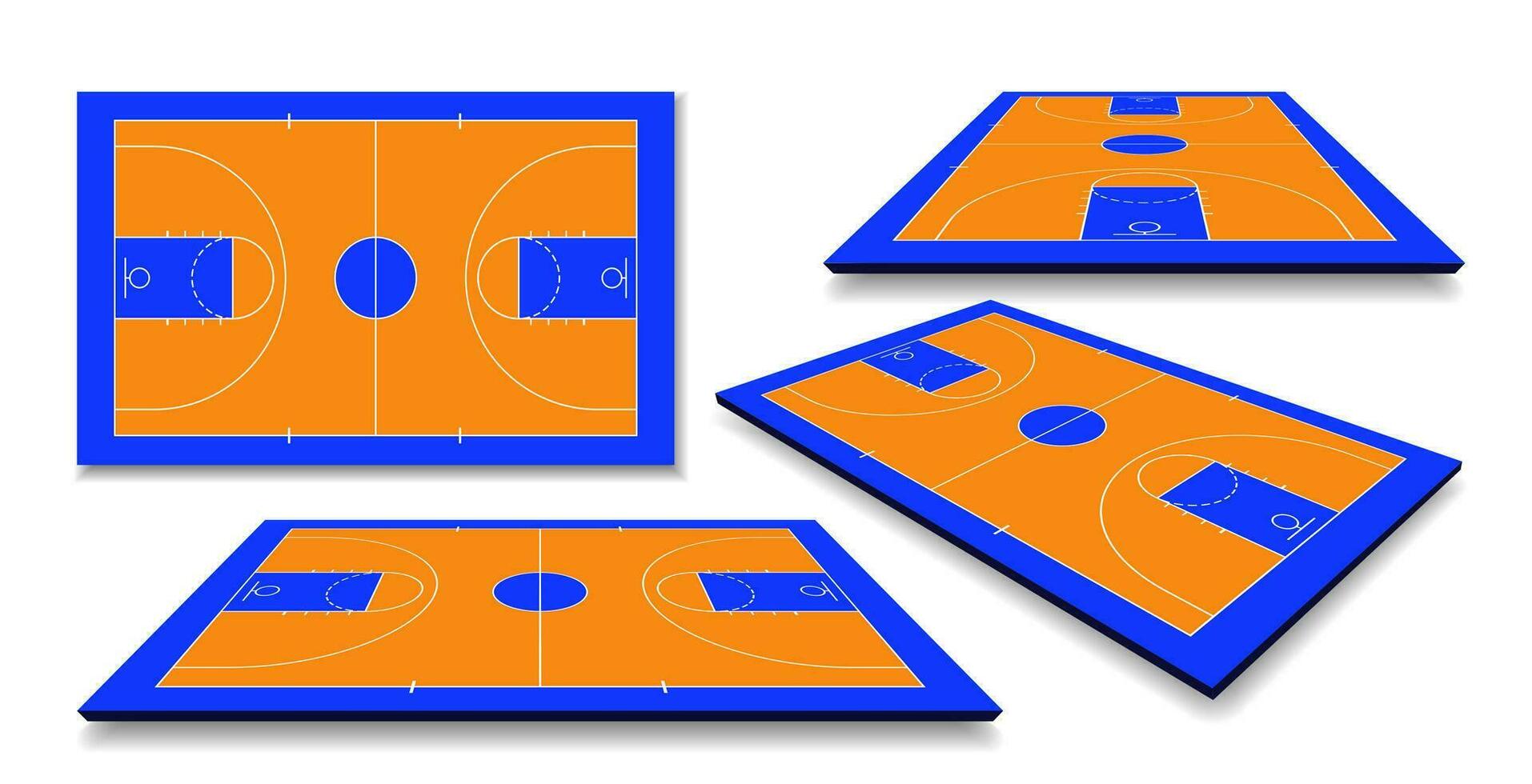 conjunto perspectiva baloncesto Corte piso con línea. vector ilustración
