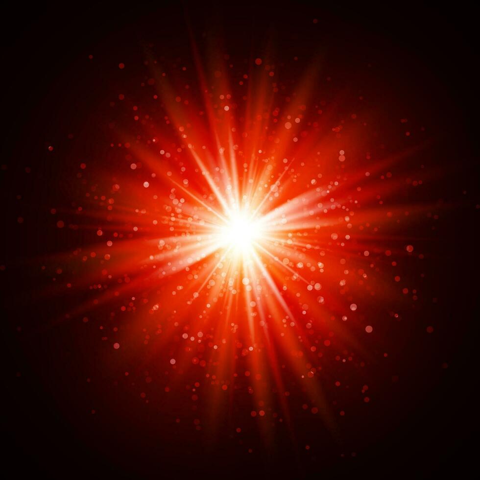 Star burst with sparkles. Light effect. Gold glitter texture vector