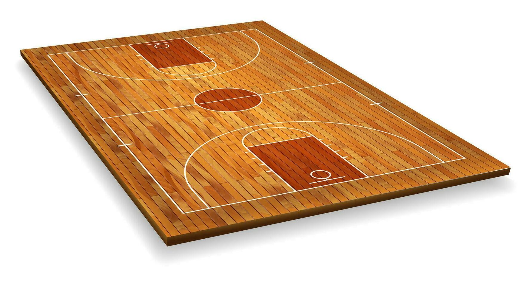 Perspectiva del piso de la cancha de baloncesto con línea sobre fondo de textura de madera. ilustración vectorial vector