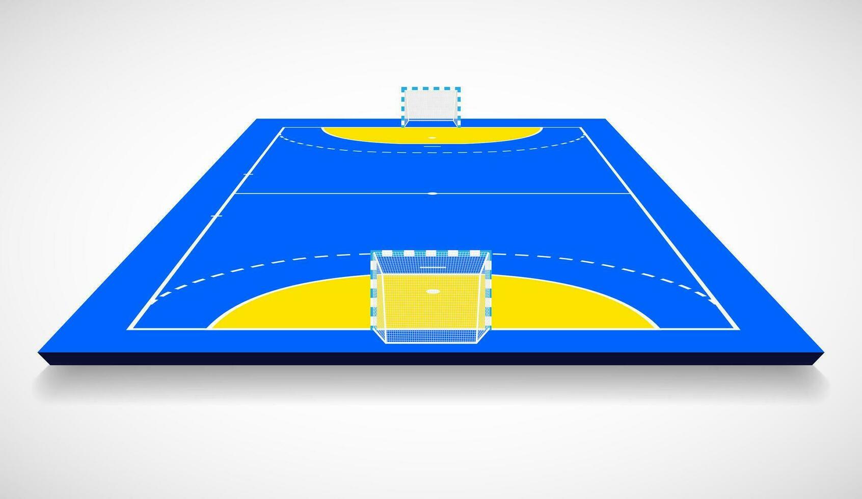 Perspective vector illustration of handball field, cort. Vector EPS 10. Room for copy