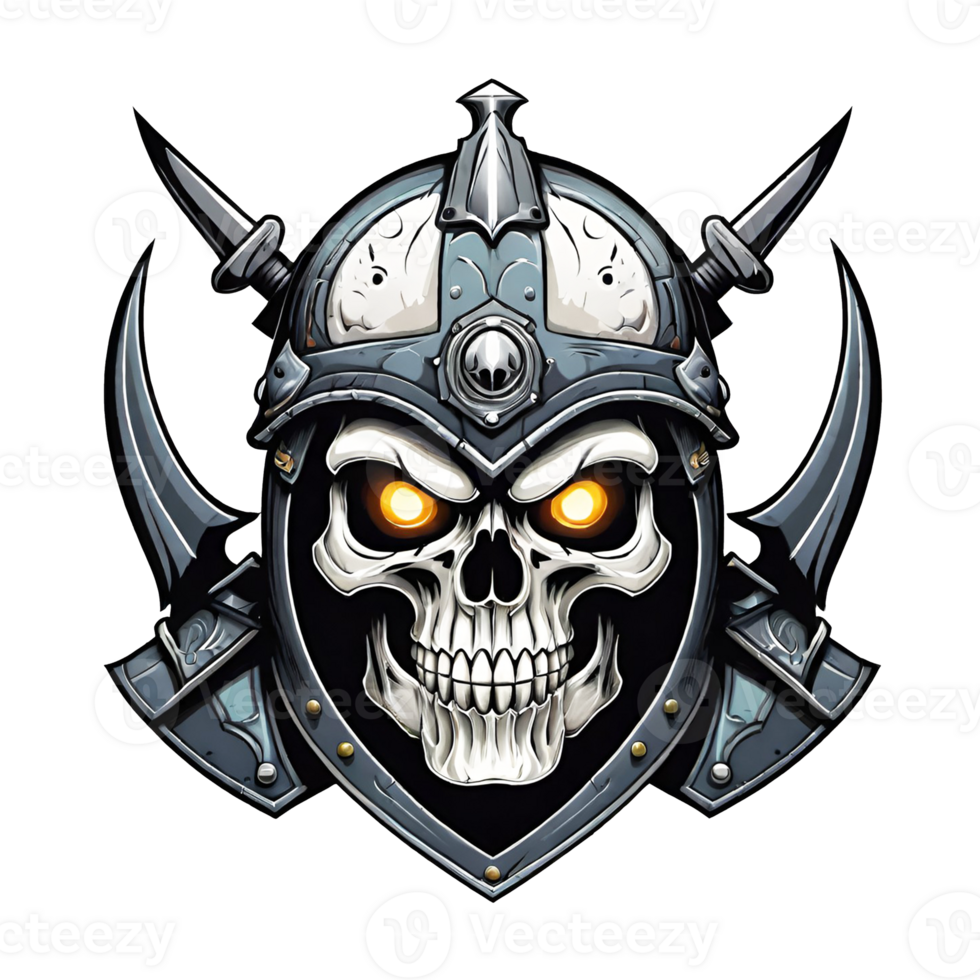 AI generated Skull head in helmet of Viking illustration on a transparent background png