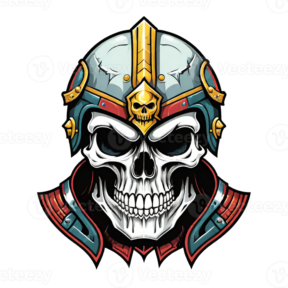 AI generated Skull head in helmet of Viking illustration on a transparent background png