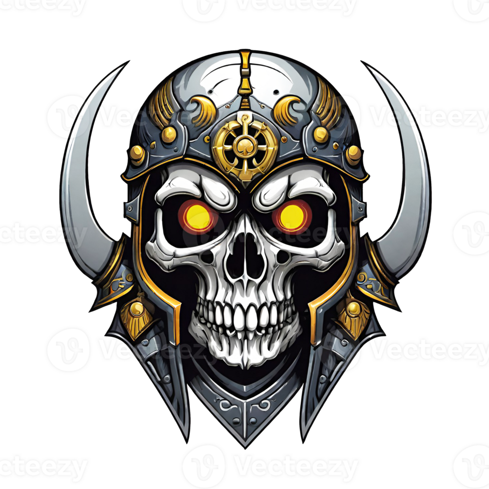 AI generated Skull head in helmet of Viking illustration on a transparent background png