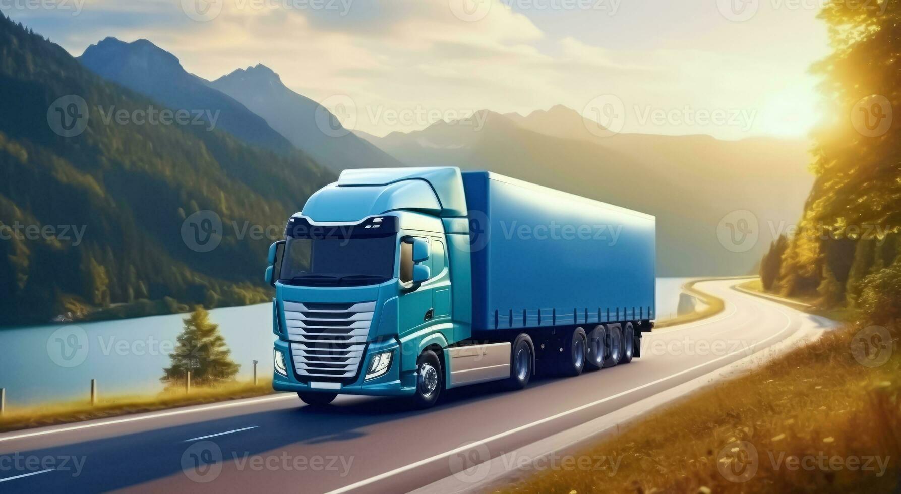 AI generated Freight Transportation Mastery - Truck on the Move photo