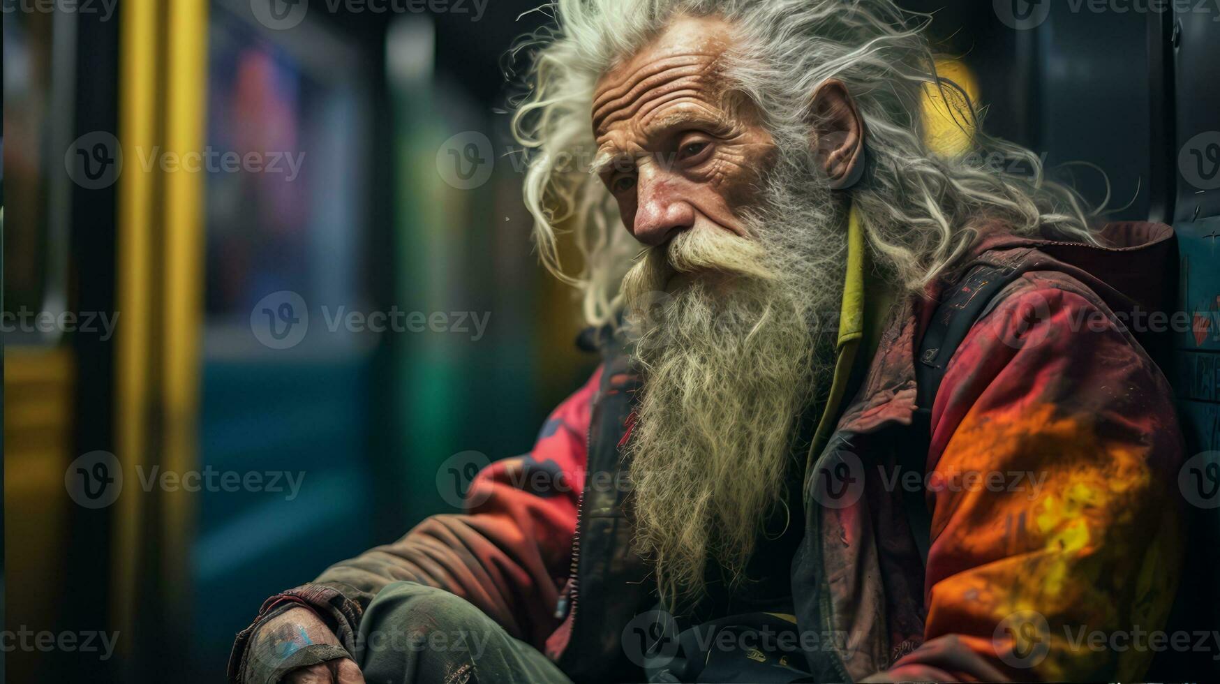 AI generated Urban Exodus - The Unseen Pain of Elderly Homelessness photo