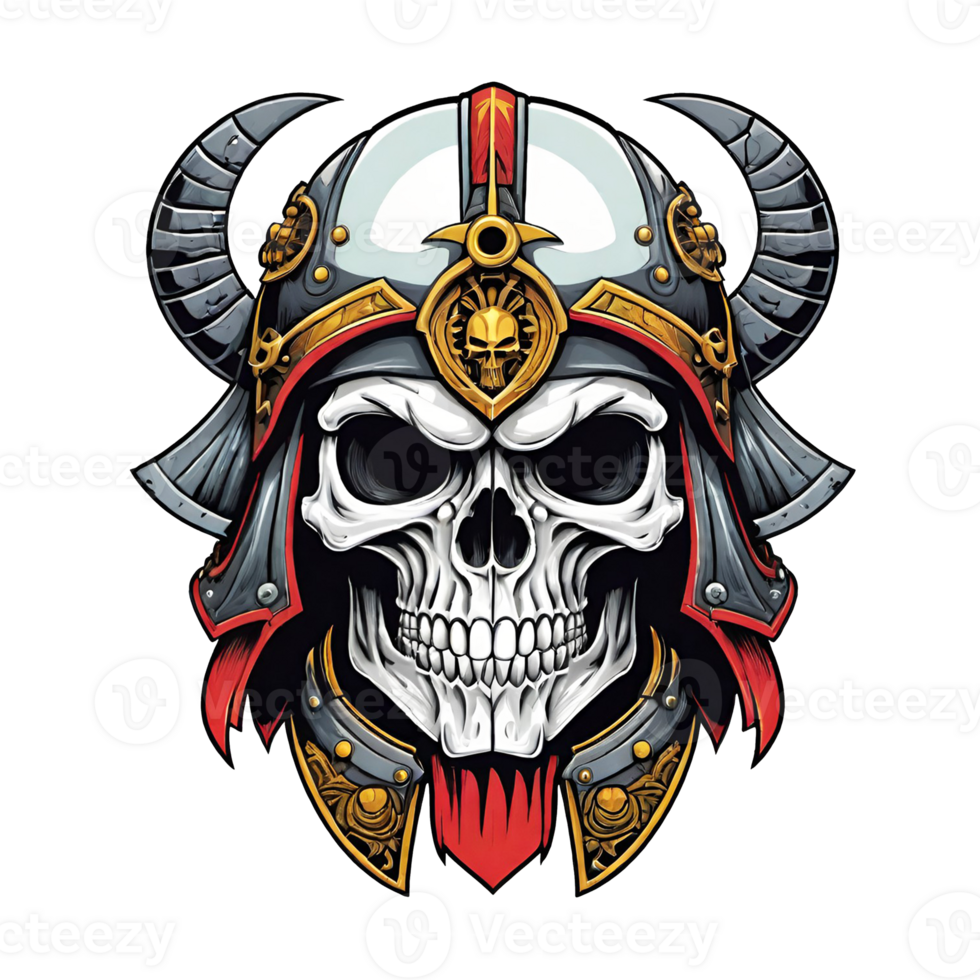 AI generated Skull head in helmet of Viking illustration on a transparent background png