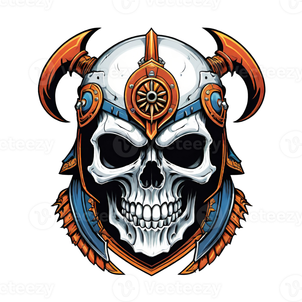 AI generated Skull head in helmet of Viking illustration on a transparent background png