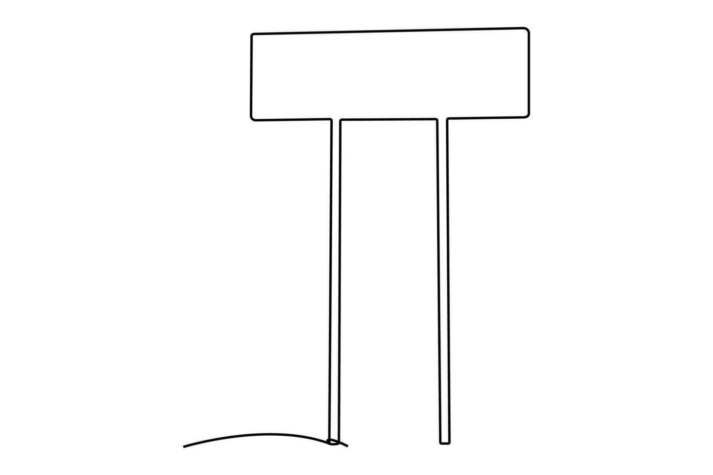 Continuous line drawing of a road sign on white background vector