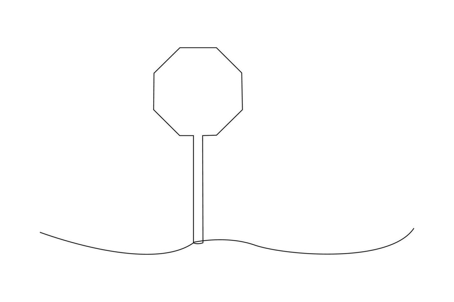 Continuous line drawing of a road sign on white background vector