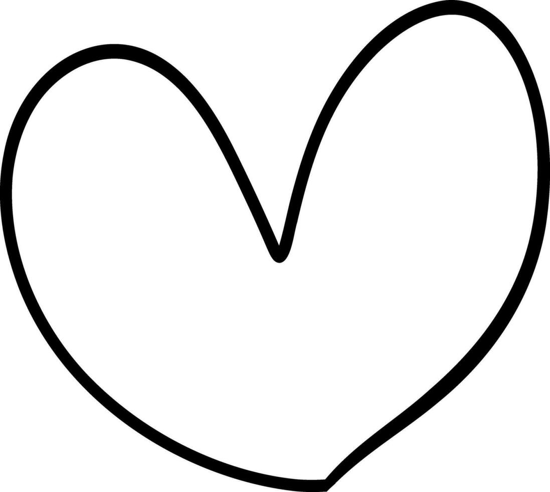 Hand drawn line heart on white background. vector