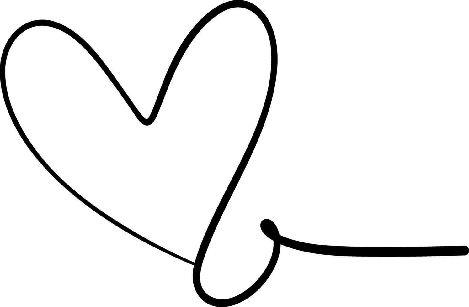 Hand drawn line heart on white background. vector