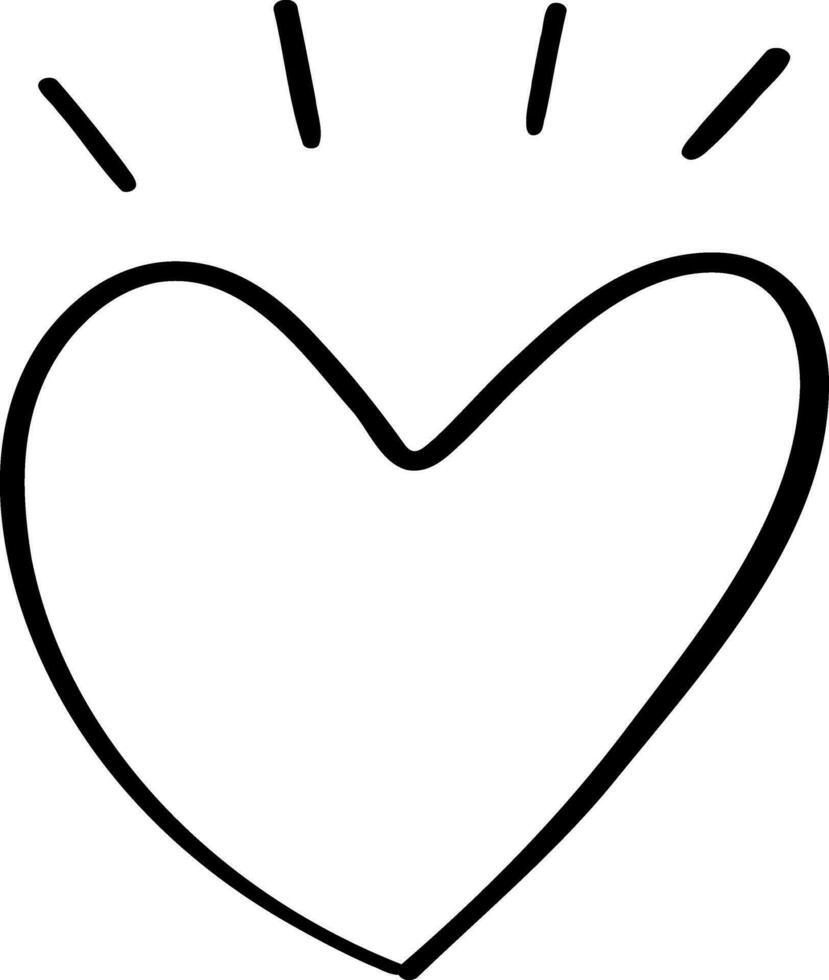 Hand drawn line heart on white background. vector