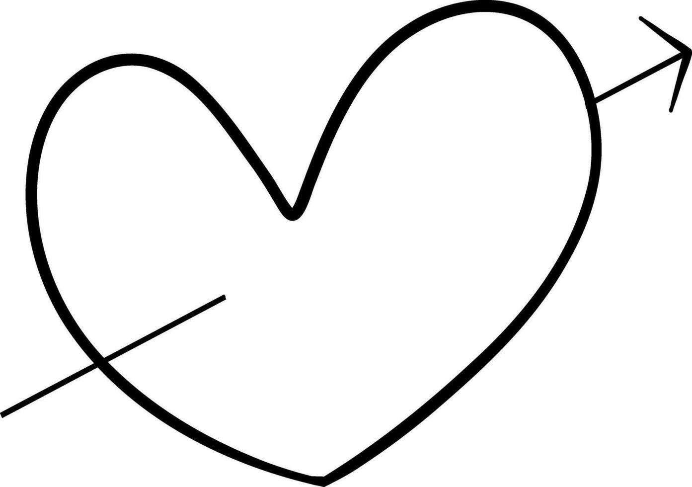 Hand drawn line heart on white background. vector