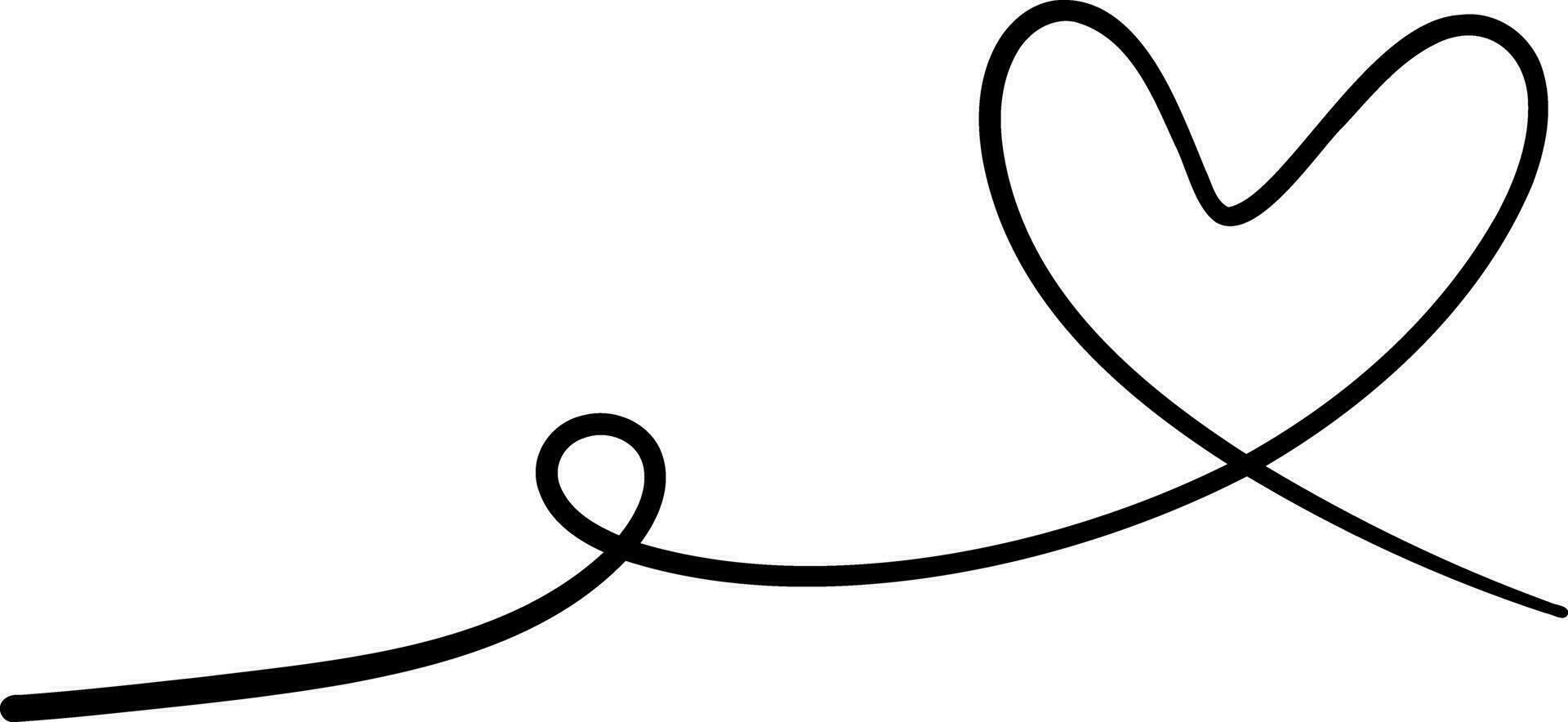 Hand drawn line heart on white background. vector