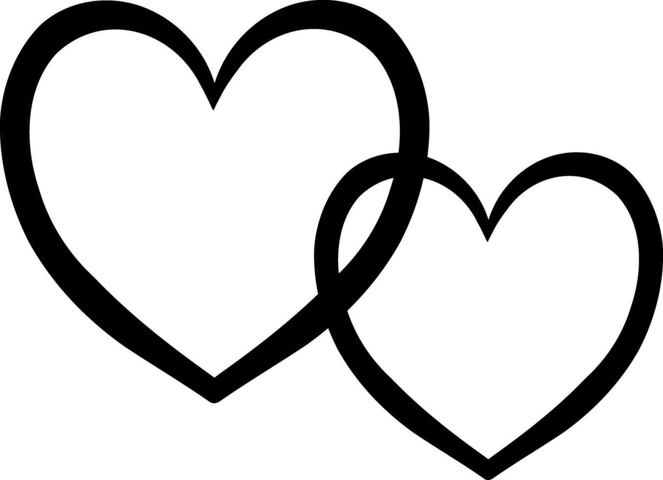 Hand drawn line heart on white background. vector