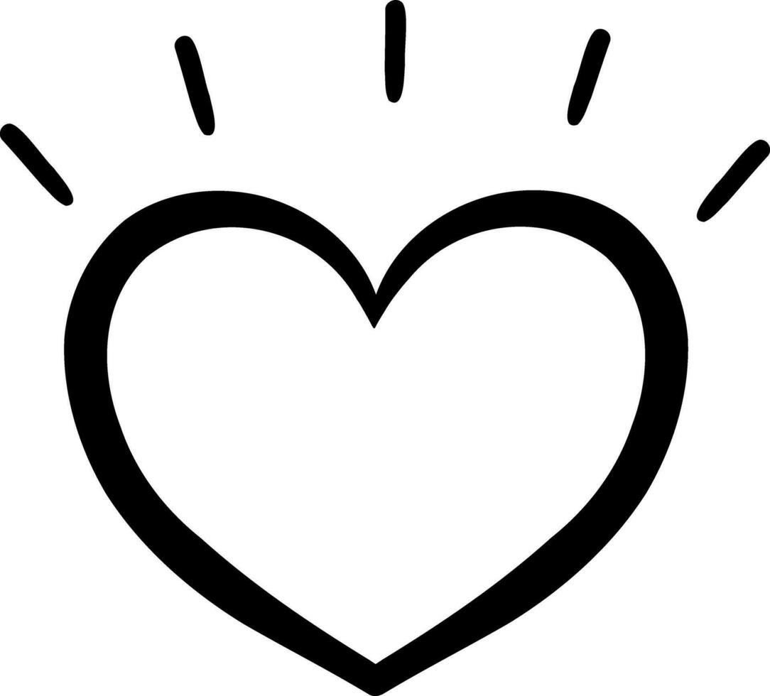 Hand drawn line heart on white background. vector