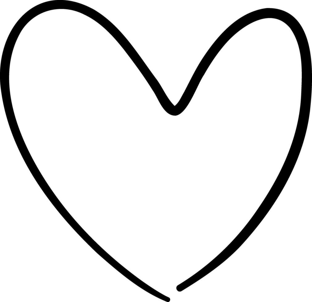 Hand drawn line heart on white background. vector