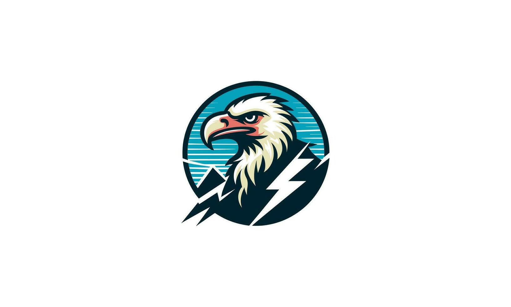 head vulture and lightning vector logo flat design