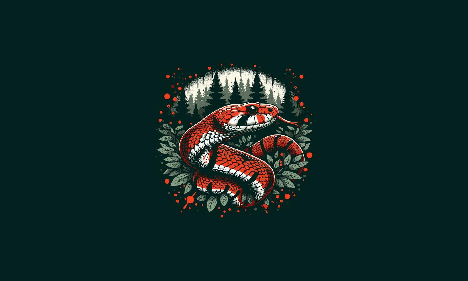 red snake on forest vector illustration artwork design