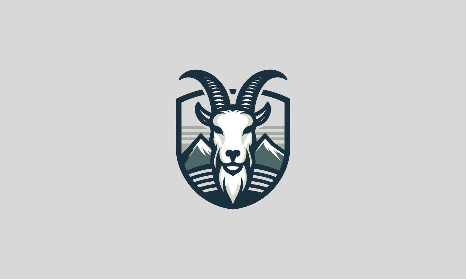 head goat on mountain vector illustration logo design