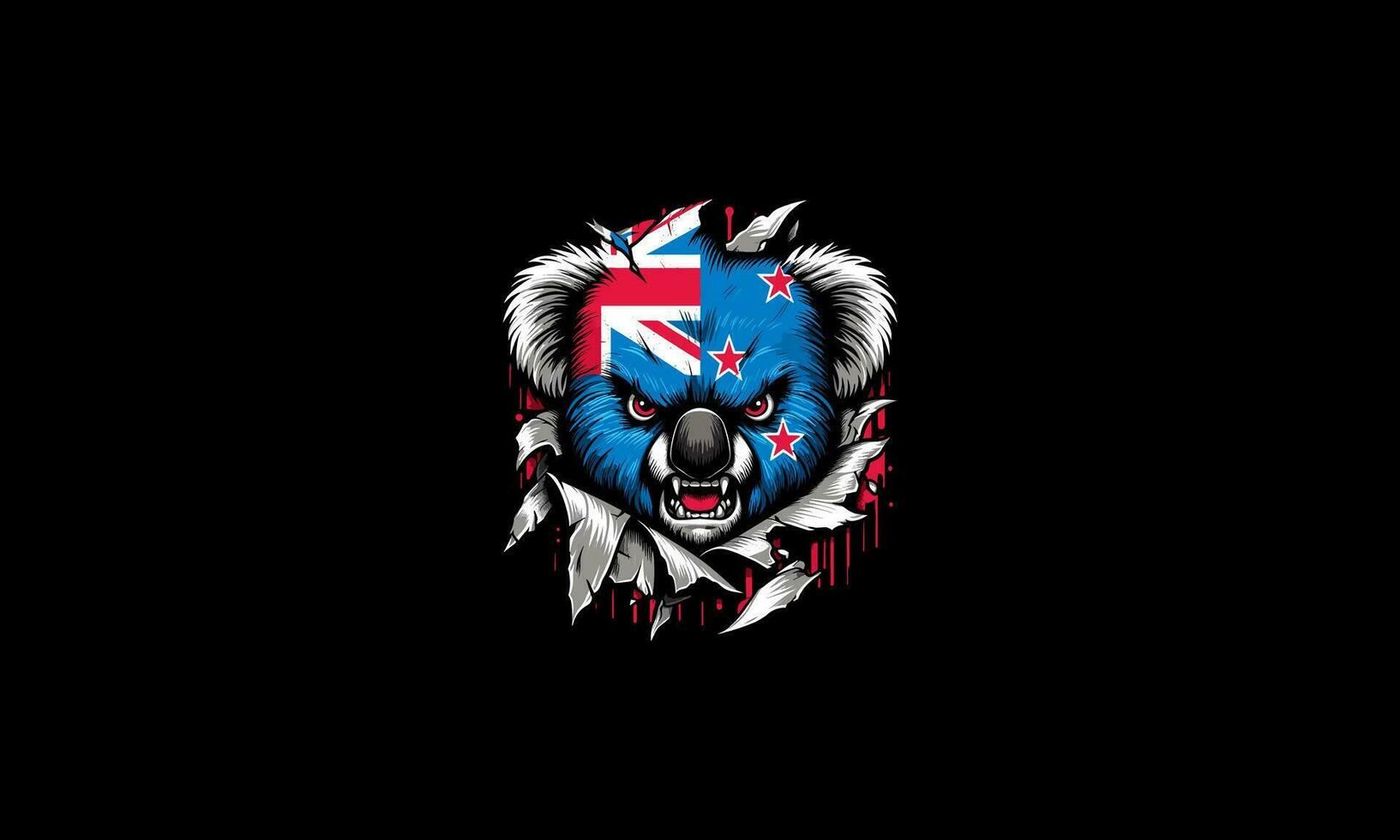 head koala angry with flag australia vector artwork design