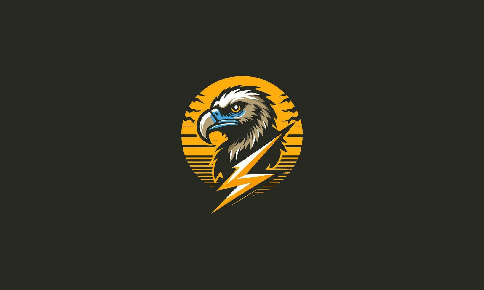 head vulture and lightning vector logo flat design