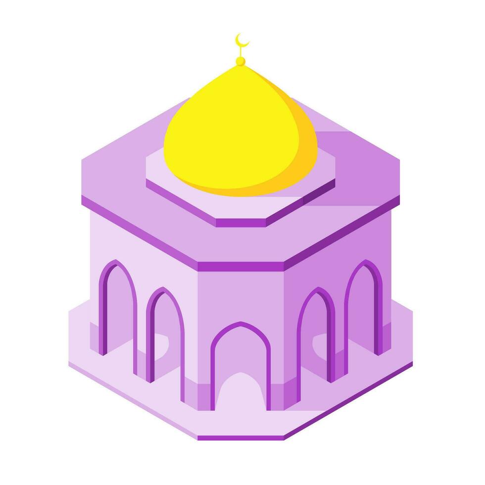 simple mosque isometric design, for islamic design vector