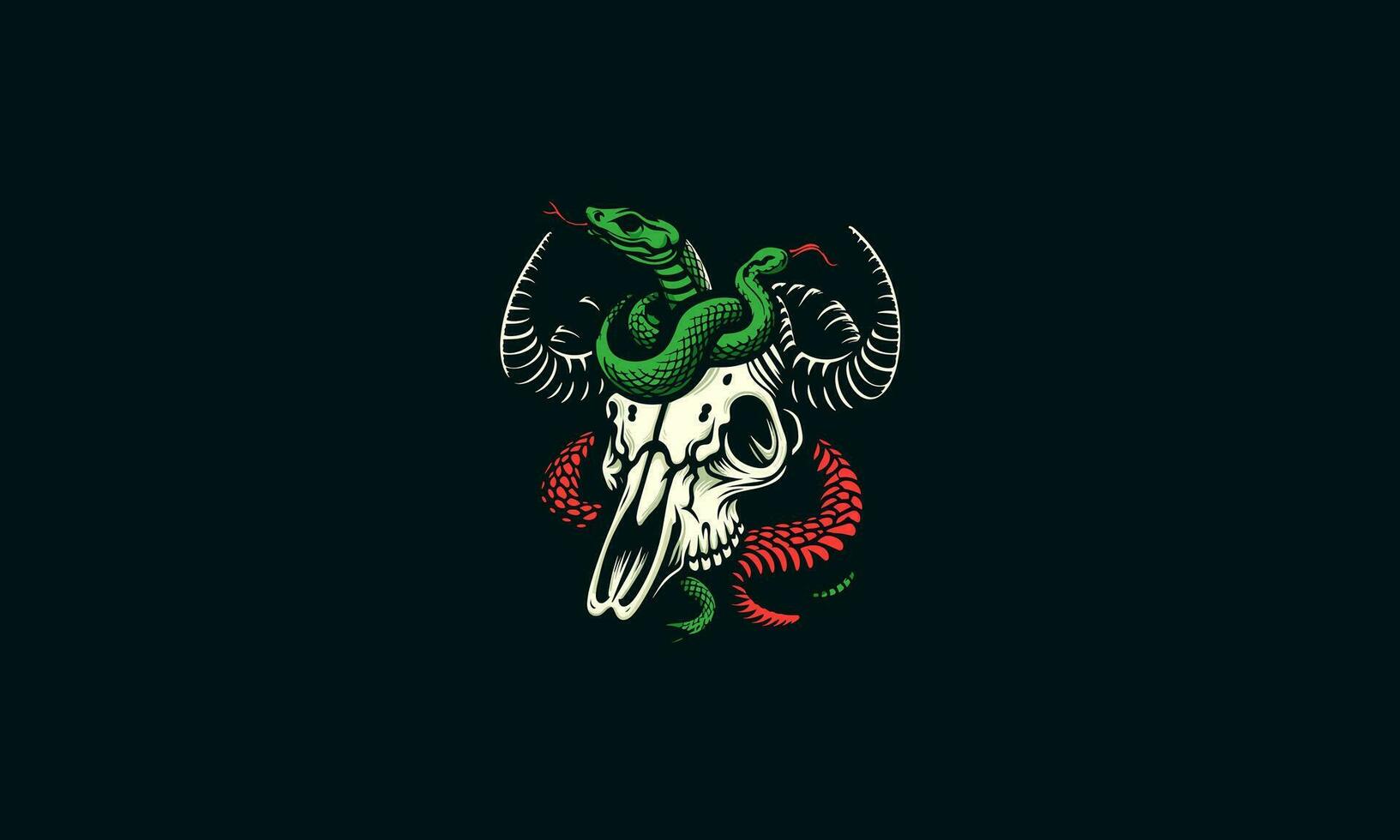head cow bone and snake vector artwork design