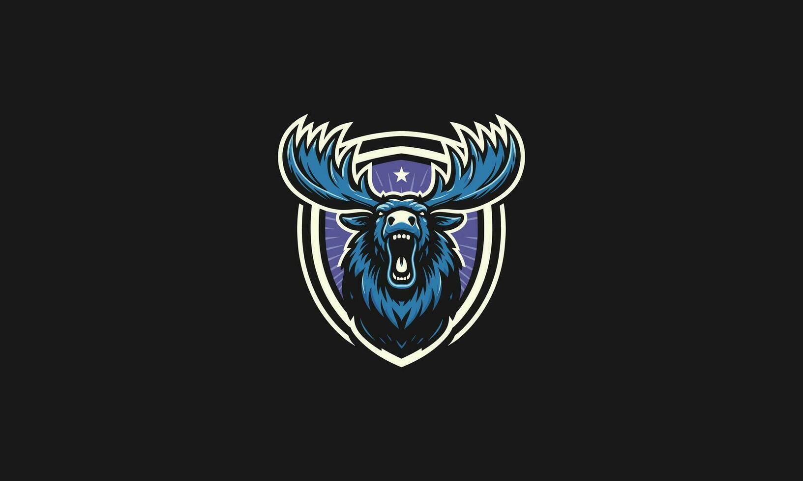 head moose with shield vector mascot design