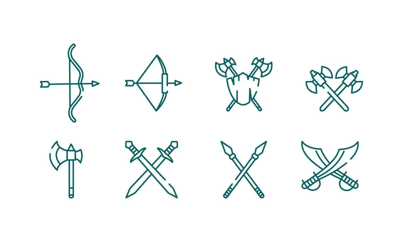 set of ancient medieval weapon vector illustrator