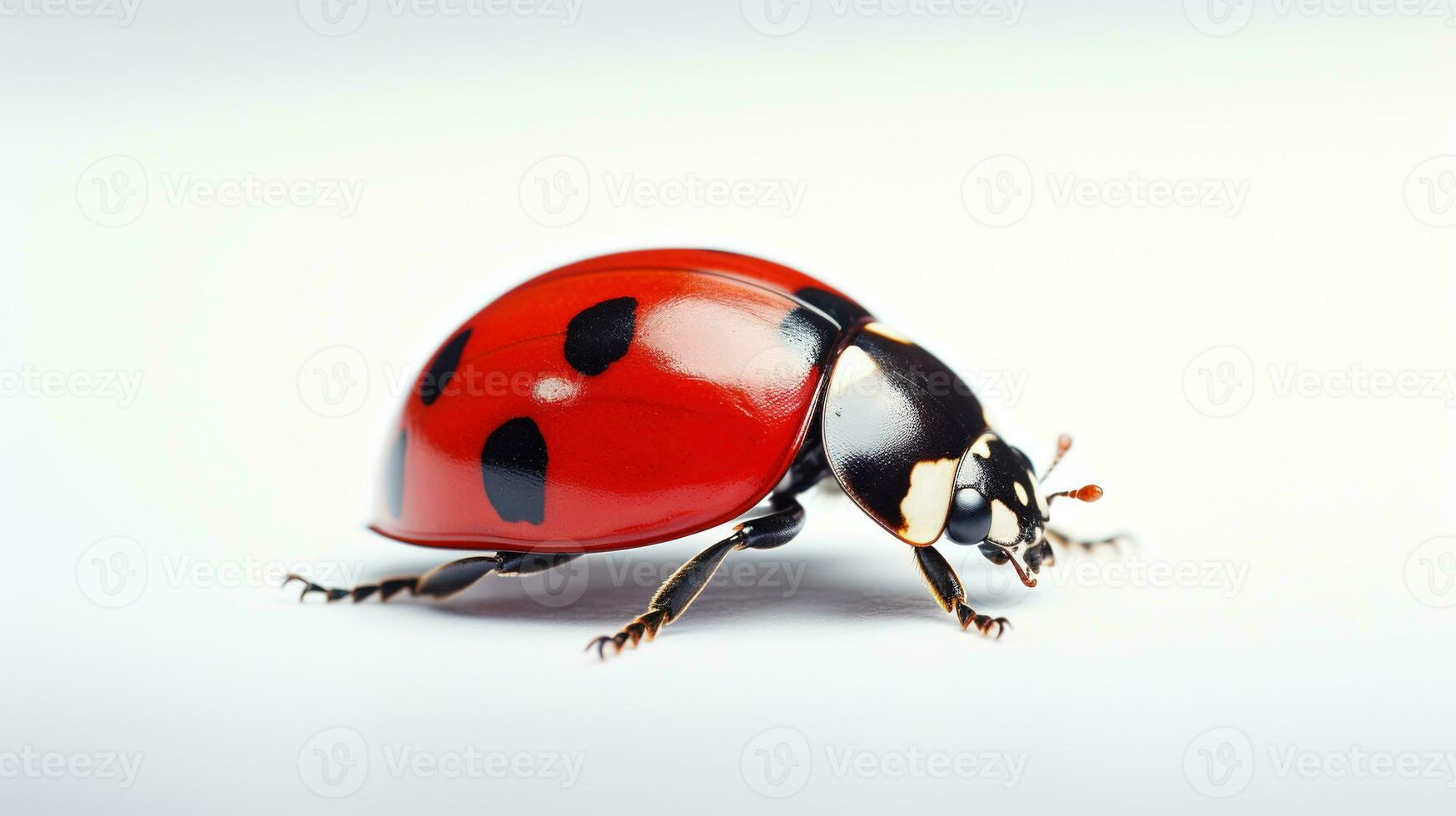 ai generado mariquita en blanco antecedentes. bicho, insecto, animal foto