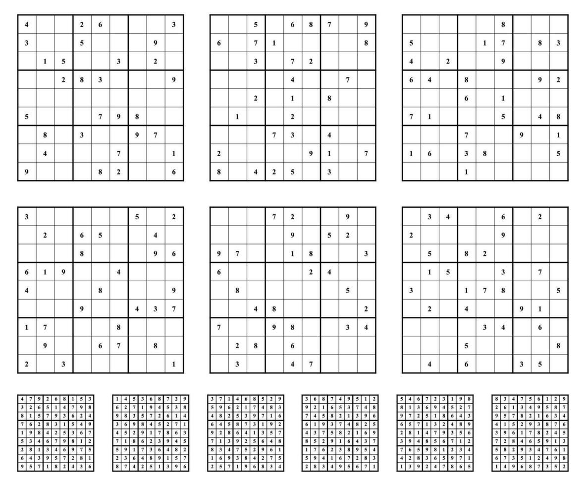 Sudoku game set  with answers. vector