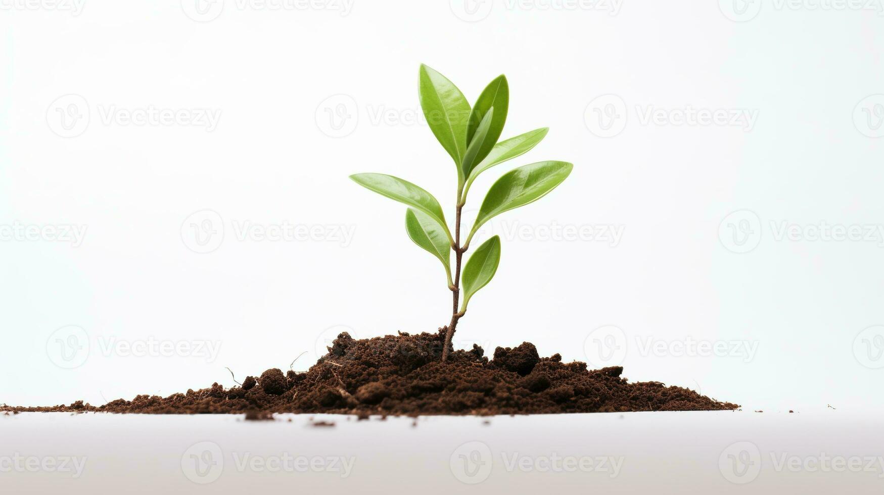 AI generated Young Plant on White Background. Tree, Sprout, Green photo