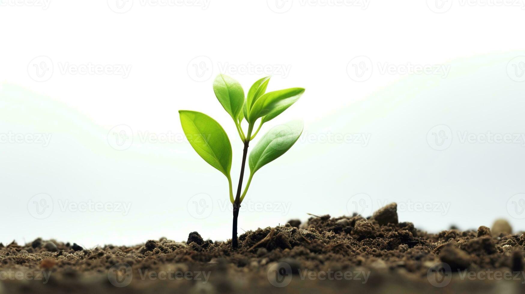 AI generated Young Plant on White Background. Tree, Sprout, Green photo