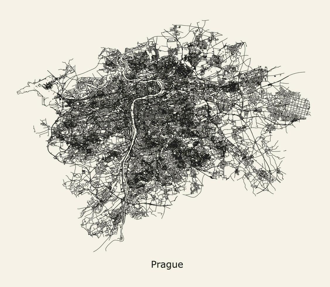 City road map of Prague, Czechia vector