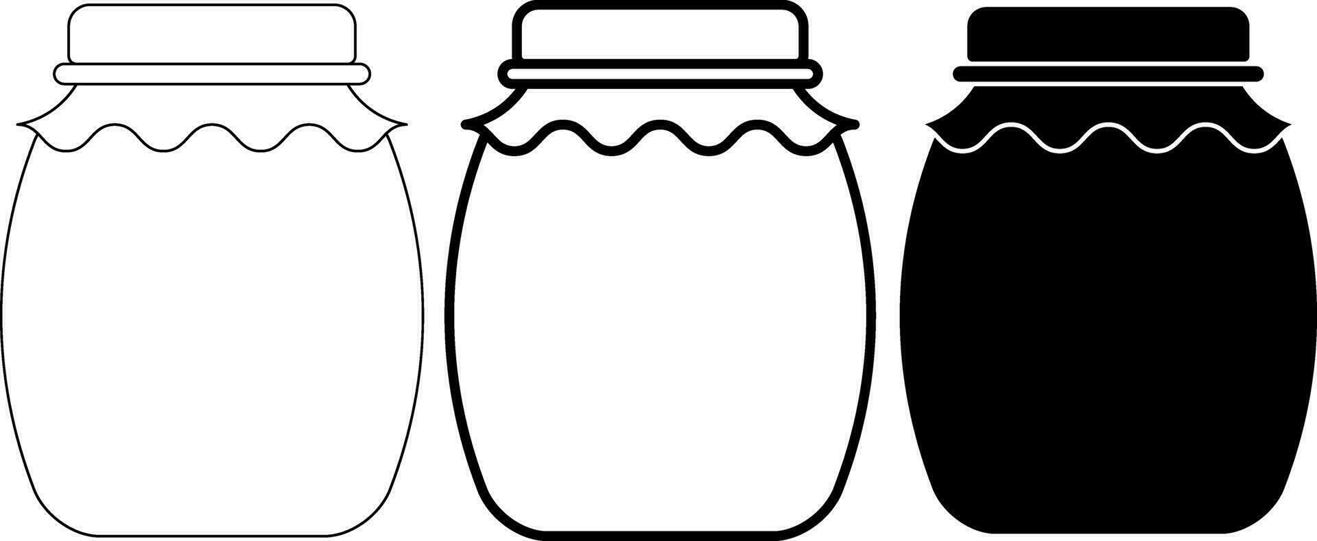 outline silhouette jar icon set vector