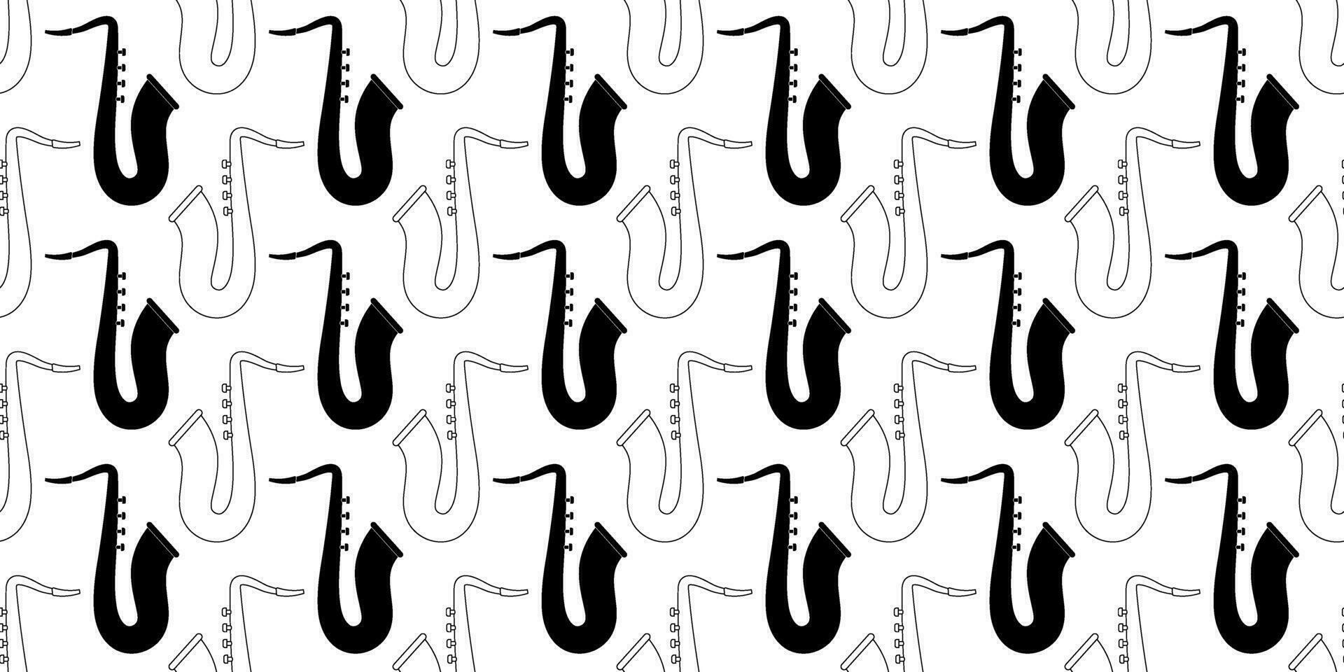 black white saxophone seamless pattern vector