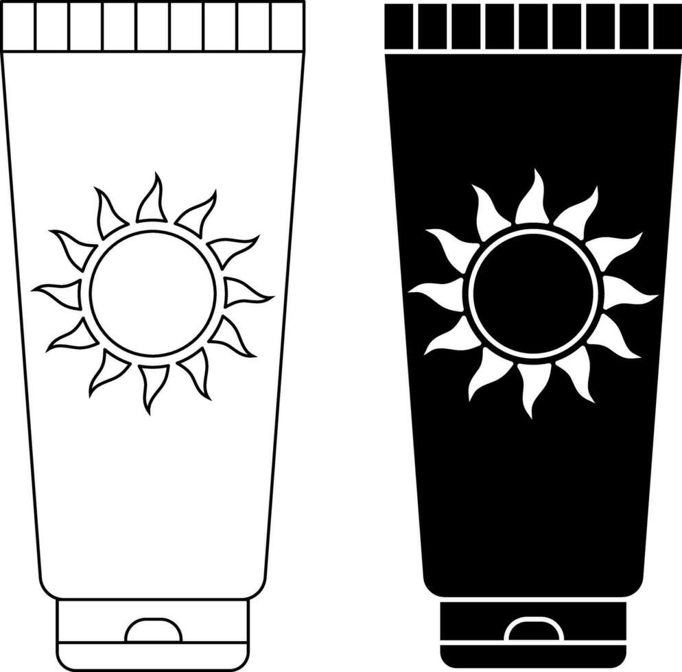 outline silhouette sunblock icon set vector
