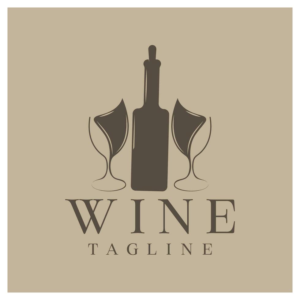 Wine bottle and glass logo vector