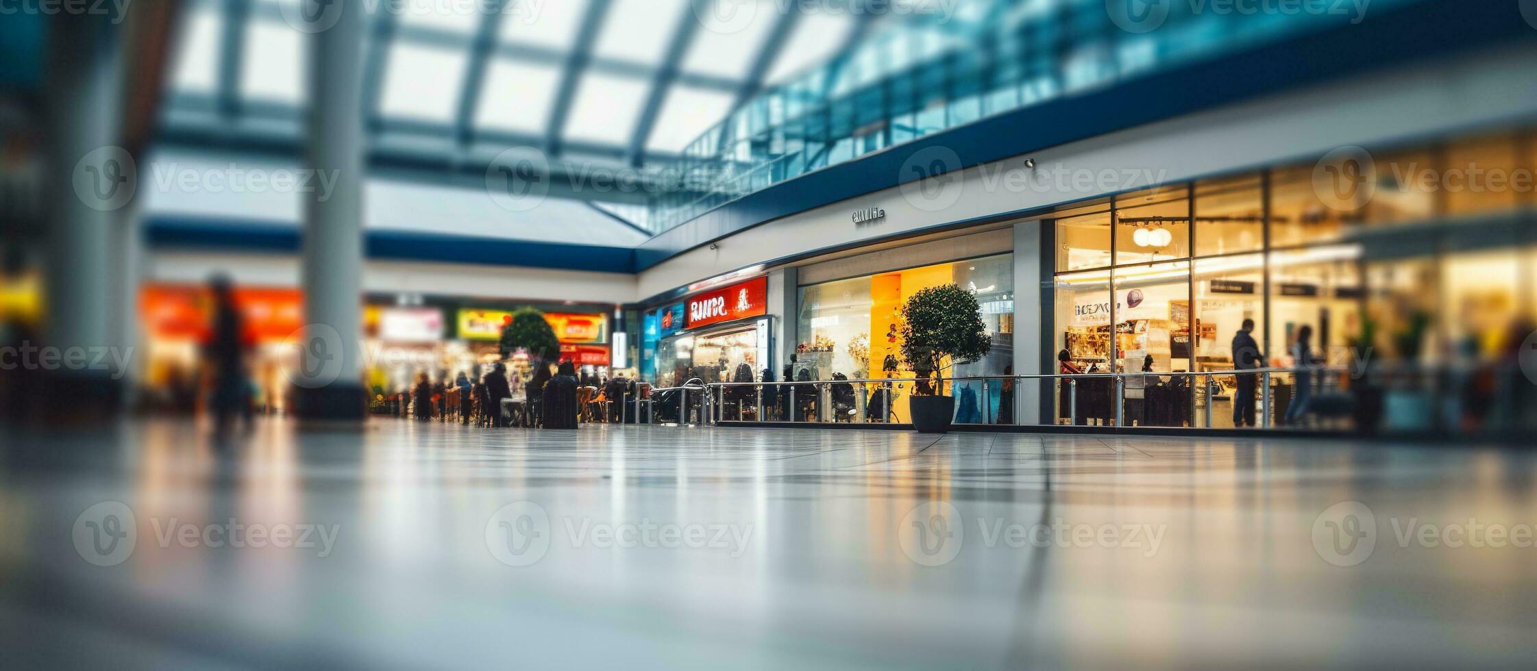 AI generated blur image background of shopping mall photo