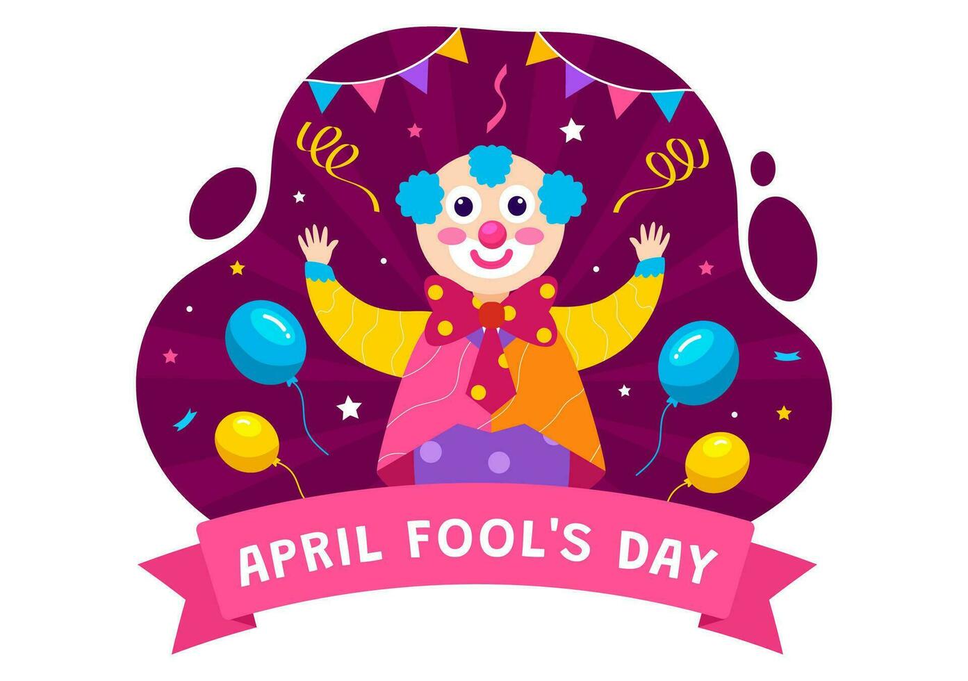 Happy April Fools Day Celebration Illustration Wearing a Jester Hat and a Box Containing Surprises to Surprise People in Flat Cartoon Holiday vector