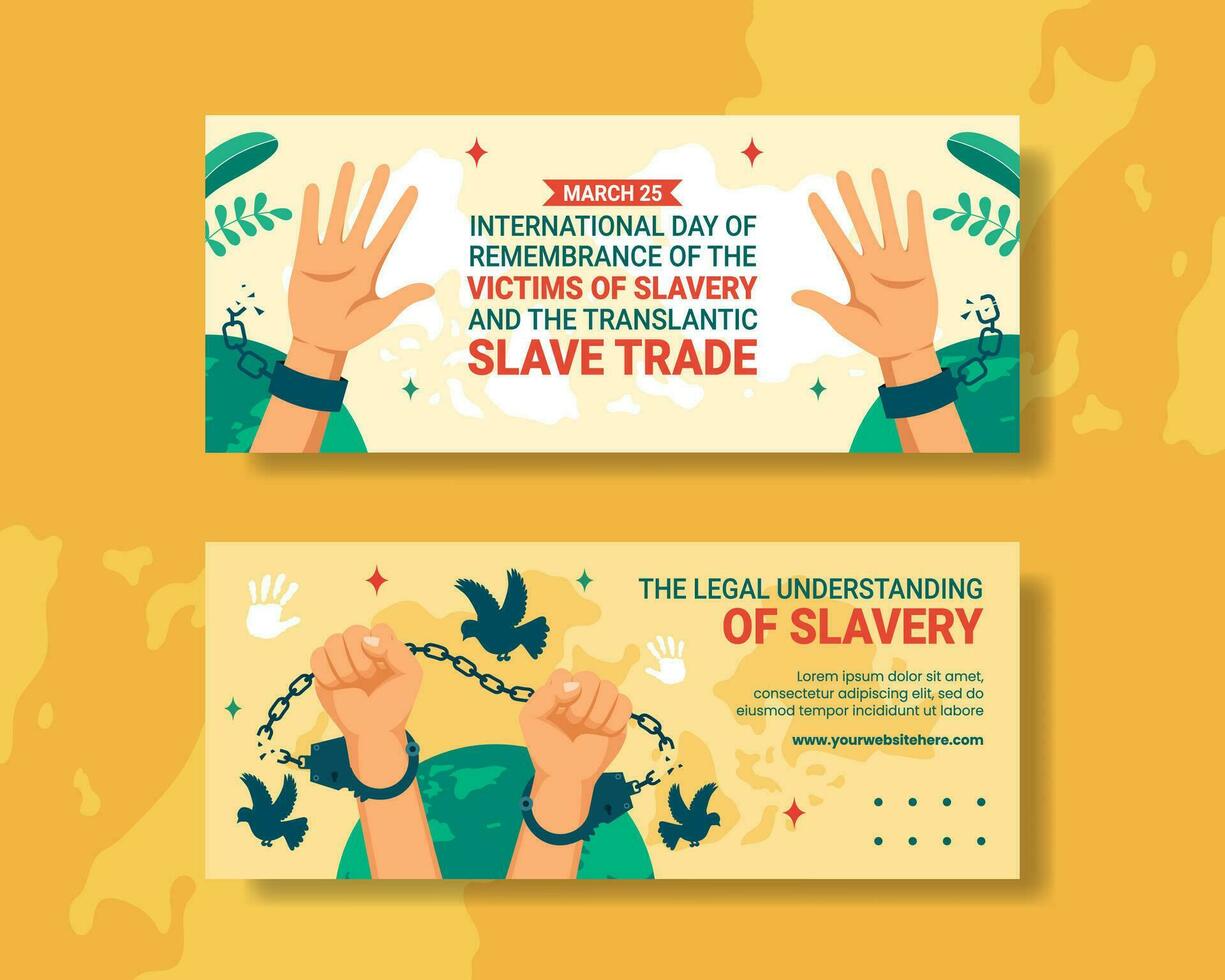 Remembrance of the Victims of Slavery and the Transatlantic Slave Trade Day Horizontal Banner Flat Cartoon Hand Drawn Templates Background Illustration vector