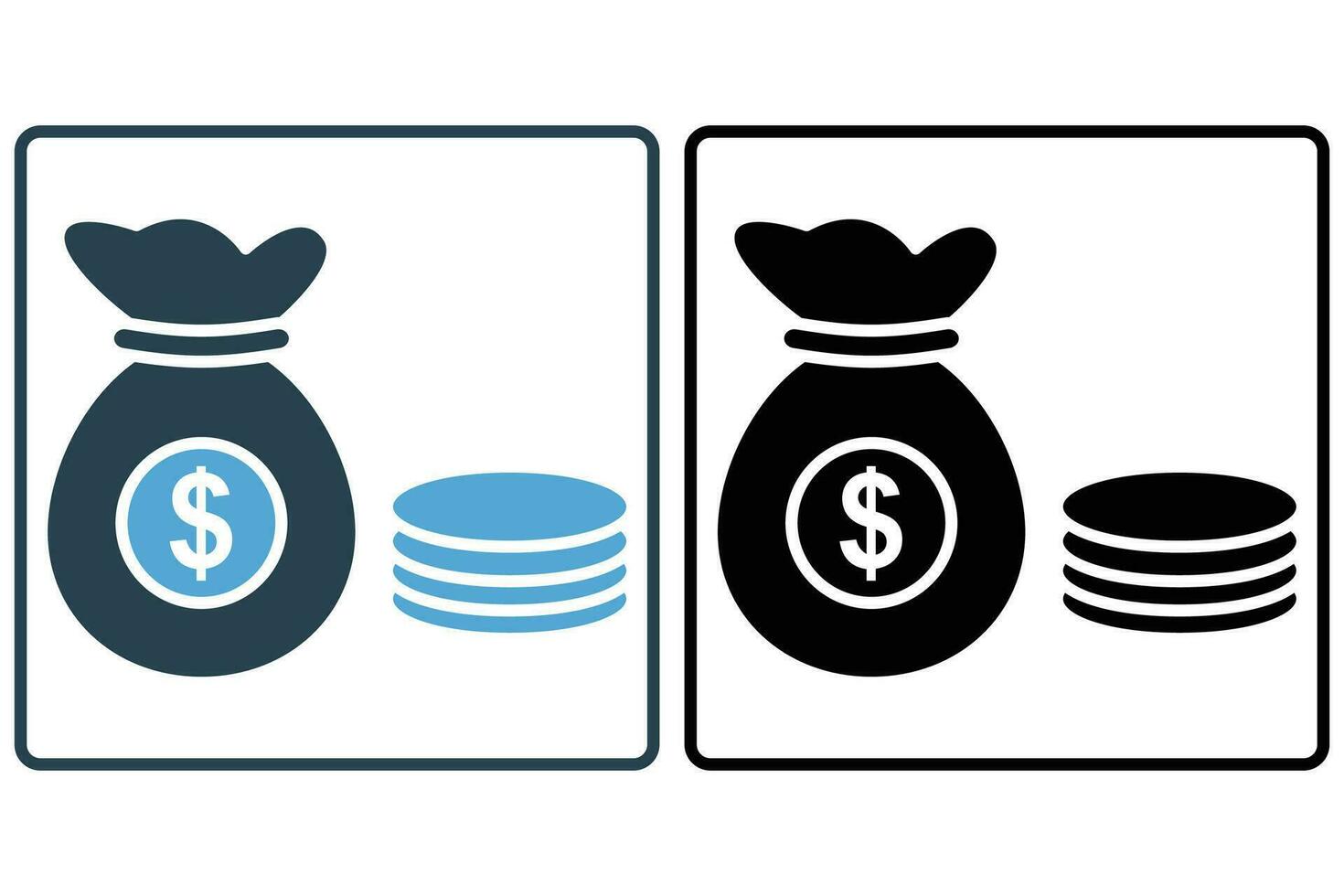 dinero icono. dinero bolso con monedas icono relacionado a finanzas. sólido icono estilo. elemento ilustración vector