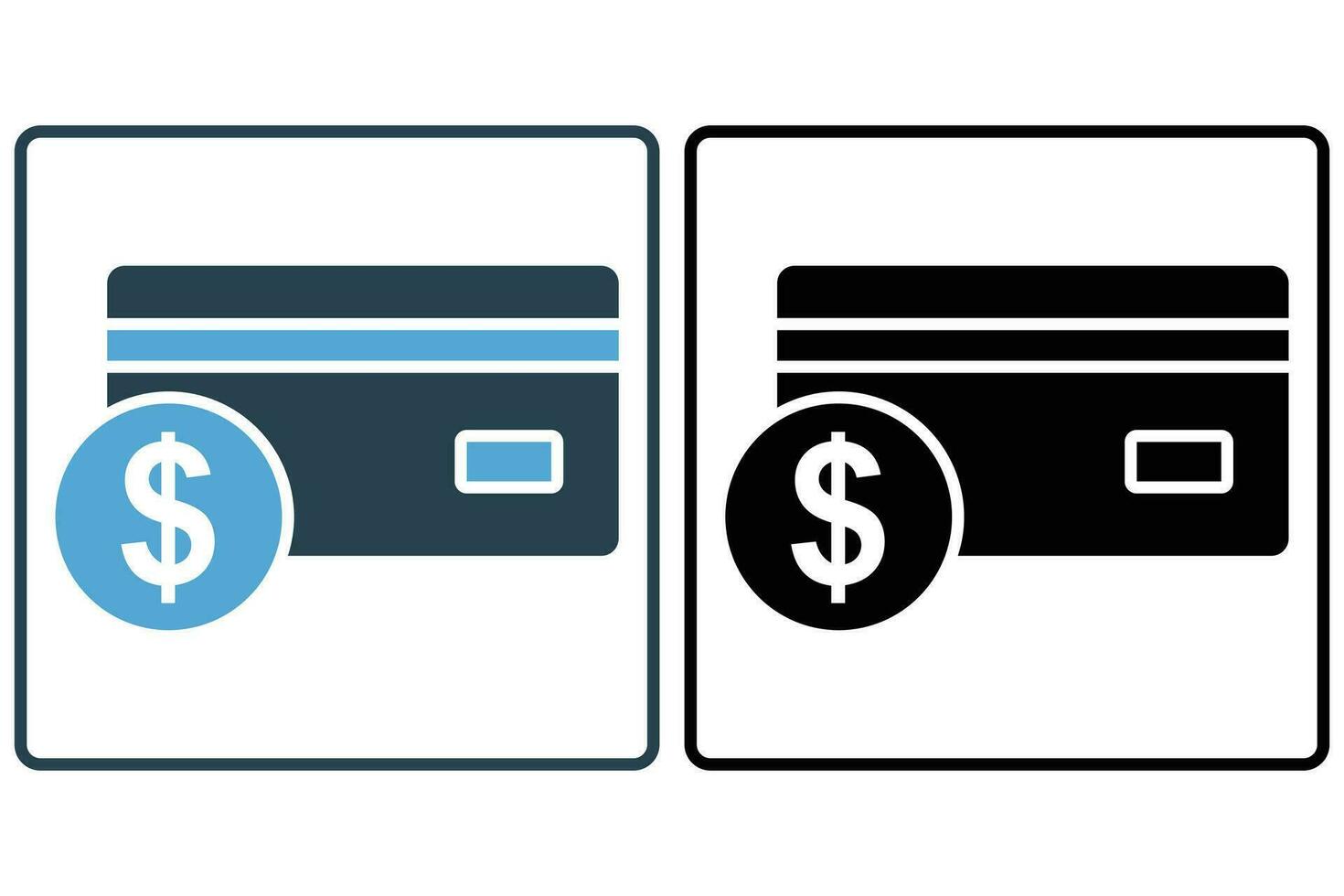 credit card icon, dollar. icon related to finance. solid icon style. element illustration vector