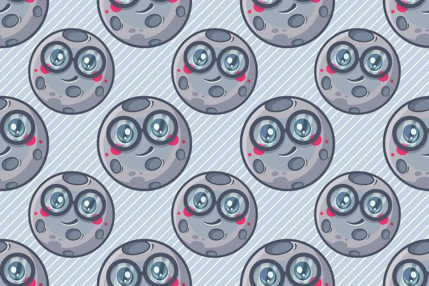 cute moon character seamless pattern vector illustration