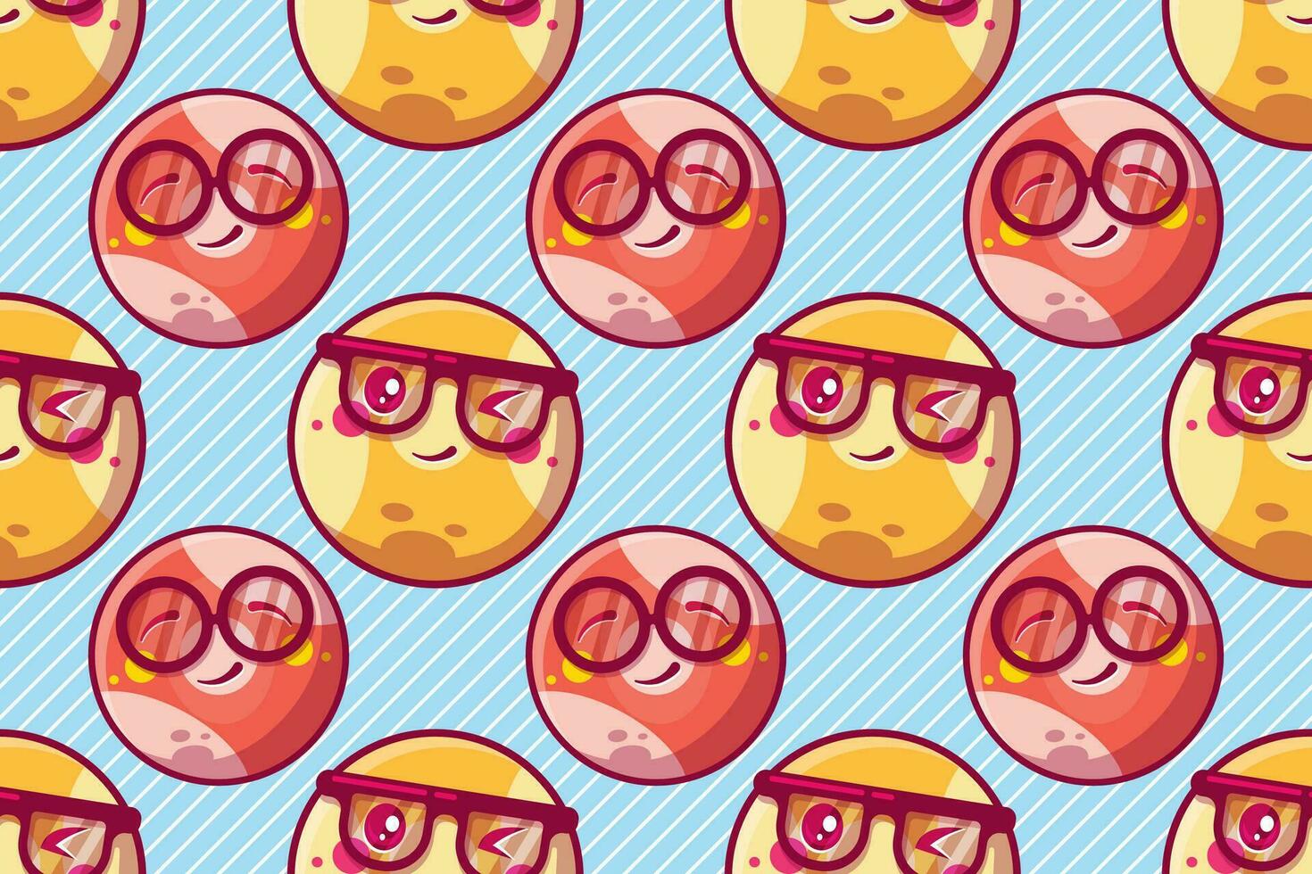 cute billiard ball character seamless pattern vector illustration