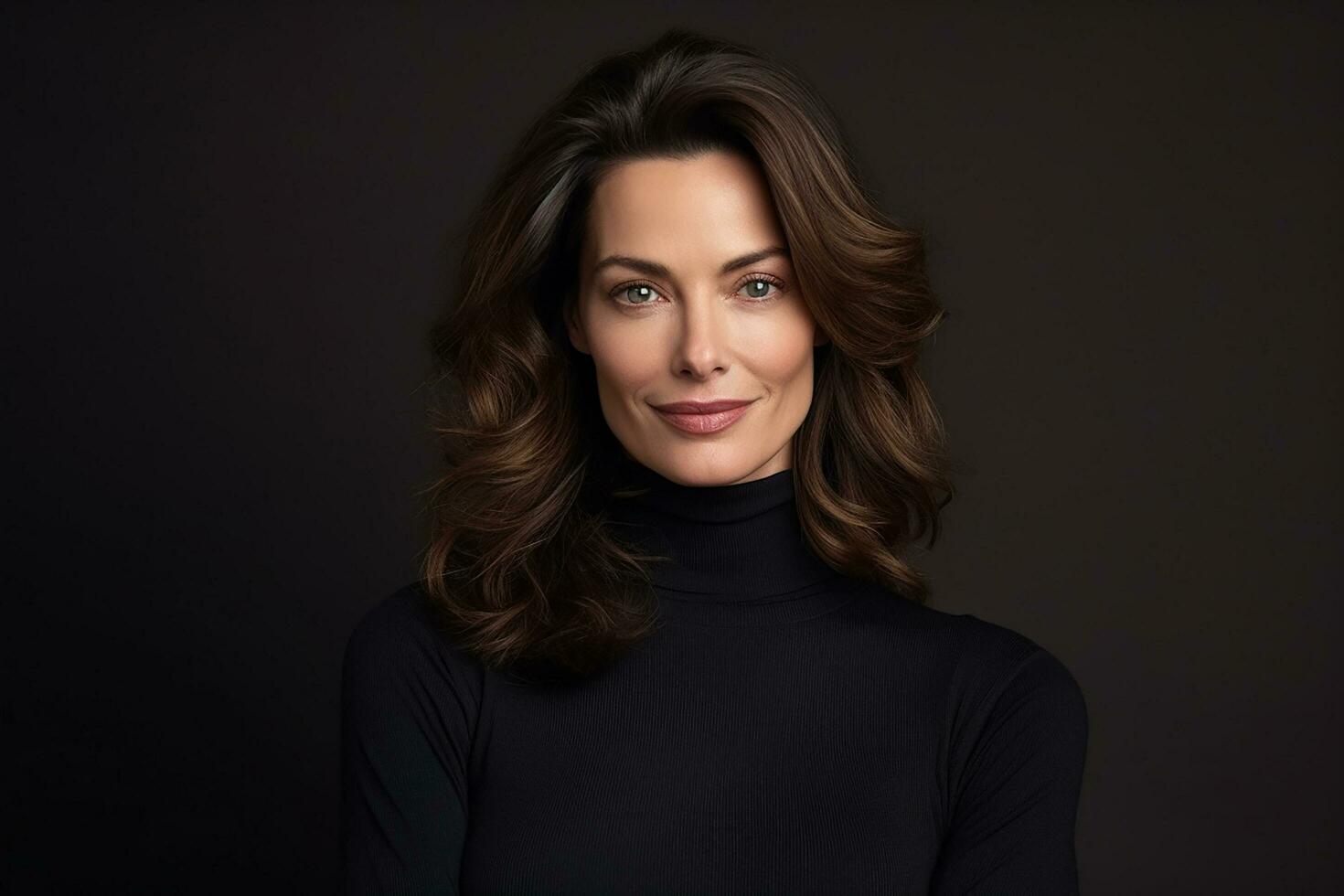 AI generated Portrait of senior woman smiling on isolated black background photo