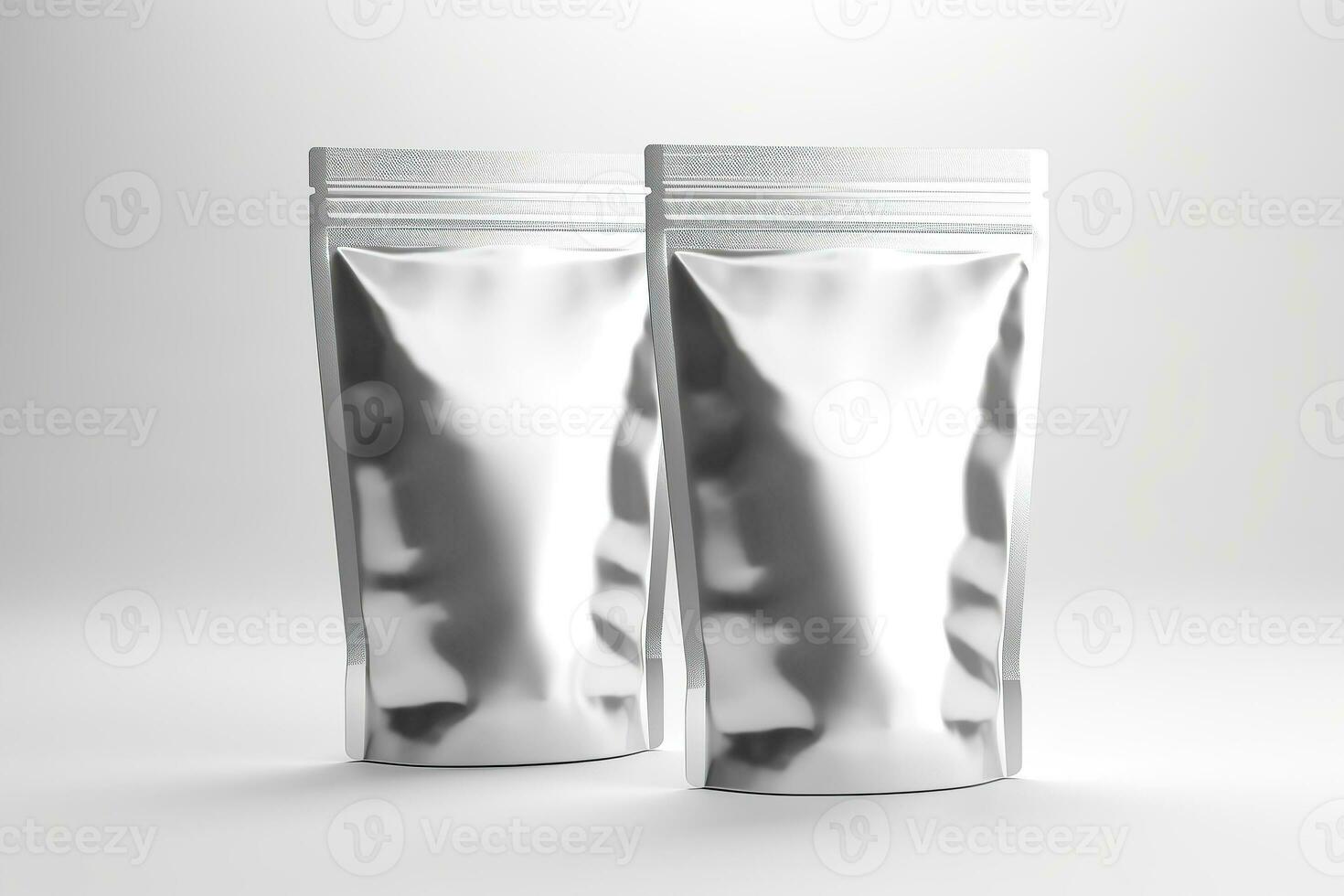 A packaging white carton or pouches bag with light silver ml packaging template illustration stock photo Generative AI