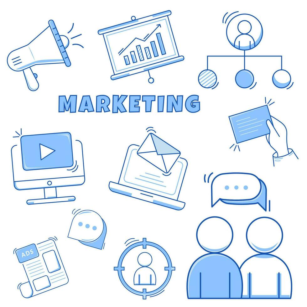 conjunto de iconos de marketing digital vector